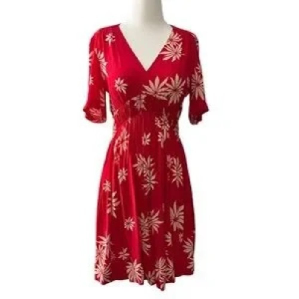 Anthropologie HD in Paris Felicity Archipelago Dress in Red Floral Motif